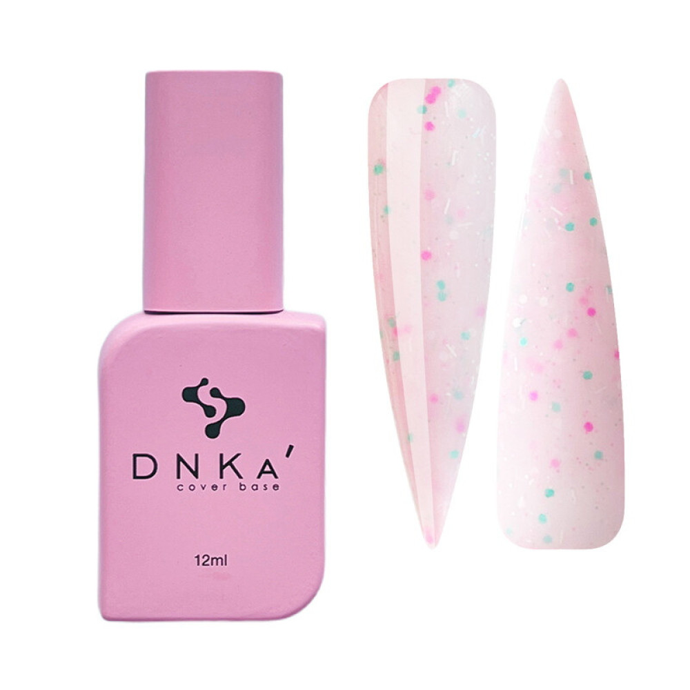 База камуфлююча DNKa Cover Base 0057 Candy. рожевий з яскравими рожевими та зеленими частинками. 12 мл