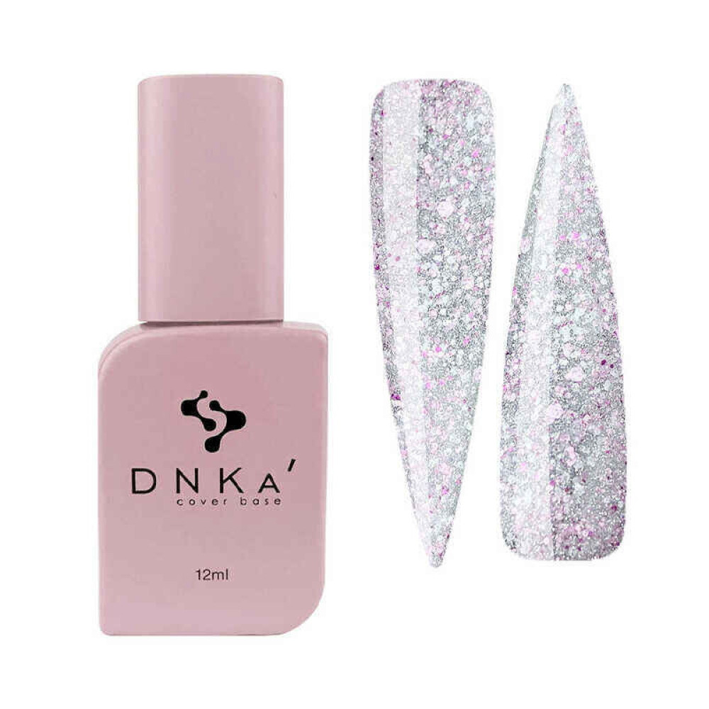 База камуфлююча DNKa Cover Base 0050 Fancy. світловідбиваючий рожевий з паєтками різного розміру. 12 мл