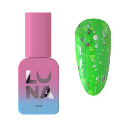 База камуфлирующая Luna Tutti Frutti Base 15. салатовый с разноцветными вкраплениями. 13 мл