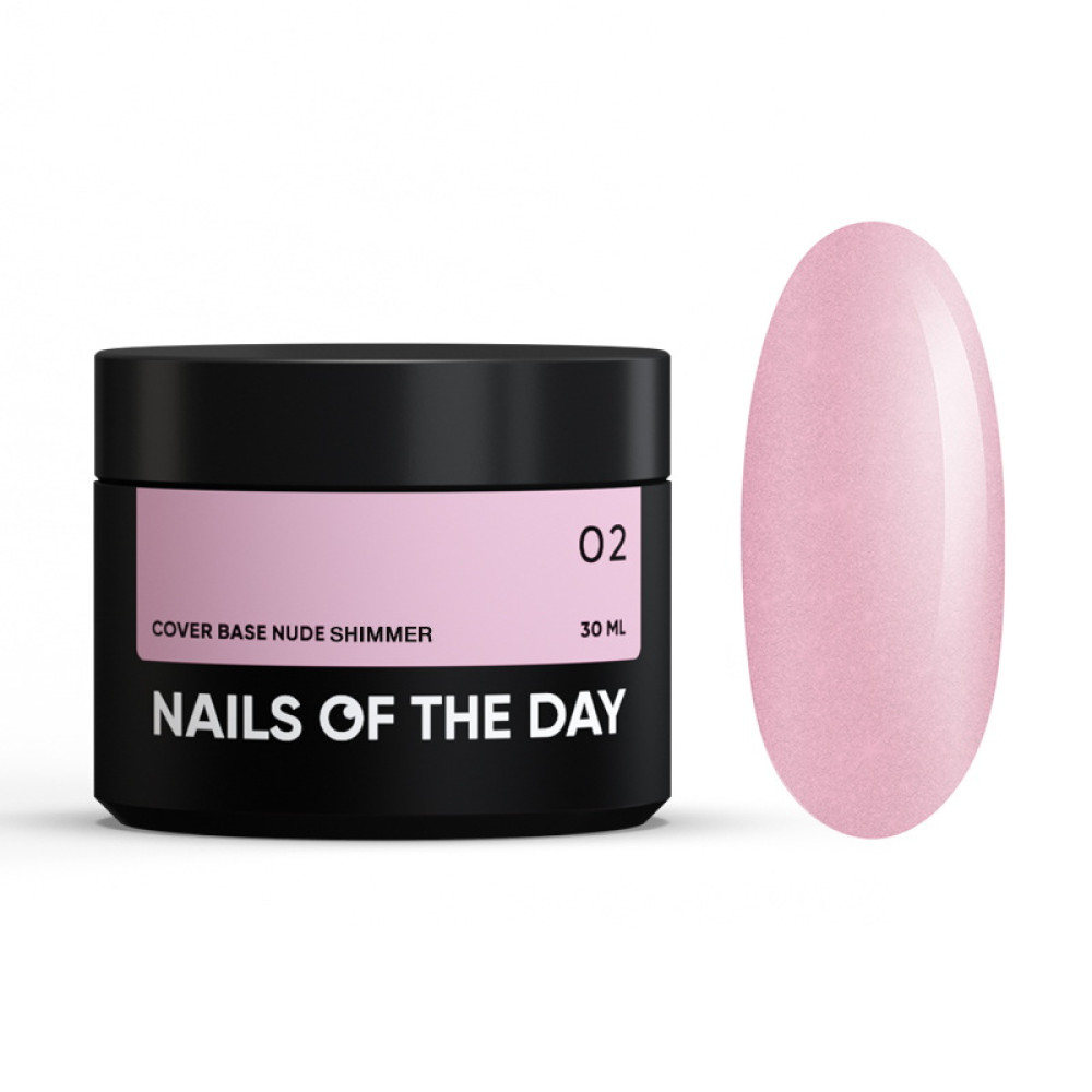 База камуфлююча Nails Of The Day Cover Base Nude Shimmer 02. ніжно-рожевий зі срібним шимером. 30 мл