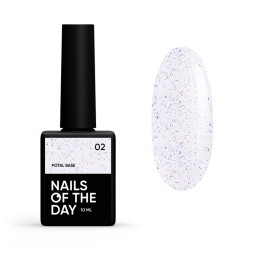 База камуфлююча Nails Of The Day Potal Base 02. молочно-блакитний з золотисто-фіолетовою та бірюзовую поталлю. 10 мл