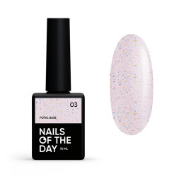 База камуфлююча Nails Of The Day Potal Base 03. молочно-фіолетовий з золотисто-фіолетовою та зеленою поталлю. 10 мл