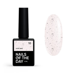 База камуфлююча Nails Of The Day Potal Base 10. холодний молочний зі срібною поталлю. 10 мл