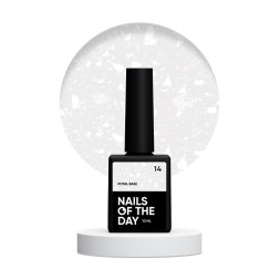 База камуфлююча Nails Of The Day Potal Base 14. ніжно-молочний з білою стильною поталлю. 10 мл