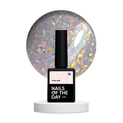 База камуфлююча Nails Of The Day Potal Base 18. ніжно-молочний з голографічною стильною поталлю. 10 мл