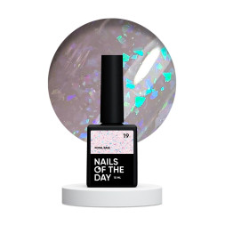 База камуфлююча Nails Of The Day Potal Base 19. ніжно-молочний з голографічною стильною поталлю. 10 мл