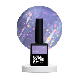 База камуфлююча Nails Of The Day Potal Base 20. ніжно-ліловий з голографічною стильною поталлю. 10 мл