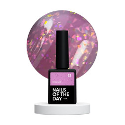 База камуфлююча Nails Of The Day Potal Base 22. рожево-ліловий з голографічною стильною поталлю. 10 мл