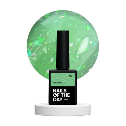 База камуфлююча Nails Of The Day Potal Base 25. салатово-лаймовий з голографічною стильною поталлю. 10 мл