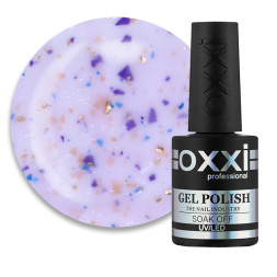 База камуфлирующая Oxxi Professional Jolly Base 002 молочно-сиреневый с золотистой. фиолетовой и бирюзовой поталью 10 мл
