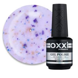 База камуфлирующая Oxxi Professional Jolly Base 002. молочно-розовый с золотистой. фиолетовой и бирюзовой поталью. 15 мл