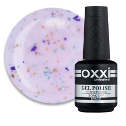 База камуфлирующая Oxxi Professional Jolly Base 003. светло-розовый с золотистой. фиолетовой и зеленой поталью. 15 мл