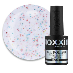 База камуфлирующая Oxxi Professional Jolly Base 005. молочный с золотистой. розовой и зеленой поталью.10 мл