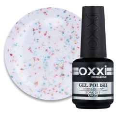 База камуфлирующая Oxxi Professional Jolly Base 005. молочный с золотистой. розовой и зеленой поталью. 15 мл