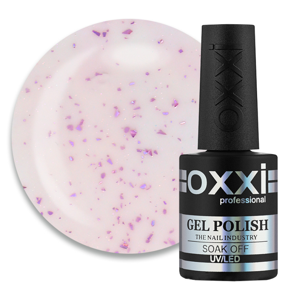 База камуфлююча Oxxi Professional Lovely Base 004. абрикосово-рожевий з рожевою поталлю та шимером. 10 мл