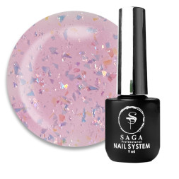 База камуфлююча Saga Professional Agate Base 04. бузково-рожевий з голографічною слюдою. 9 мл