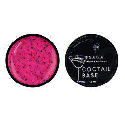 База камуфлююча Saga Professional Coctail Base 02 яскраво-рожевий з пластівцями-конфетті. 13 мл