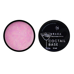 База камуфлююча Saga Professional Coctail Base 03 молочно-рожевий з пластівцями-конфетті. 13 мл