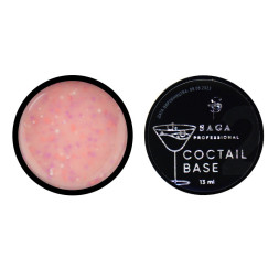 База камуфлююча Saga Professional Coctail Base 04 молочно-персиковий з пластівцями-конфетті. 13 мл