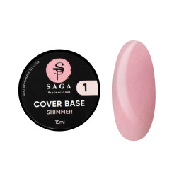 База камуфлююча Saga Professional Cover Base Shimmer 01 рожевий с шимером 15 мл