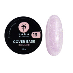 База камуфлююча Saga Professional Cover Base Shimmer 13 блідо-рожевий с шимером. 15 мл