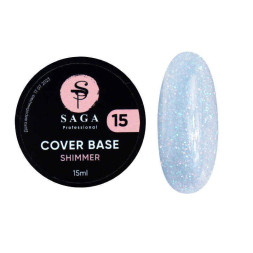 База камуфлююча Saga Professional Cover Base Shimmer 15 молочно-блакитний с шимером. 15 мл