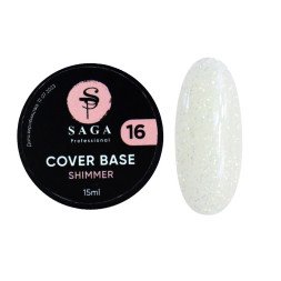 База камуфлююча Saga Professional Cover Base Shimmer 16 молочно-жовтий с шимером. 15 мл
