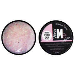 База камуфлююча Wink Me Cover Base Potal 22. молочно-рожевий з рожевою та голографічною поталлю. 10 мл