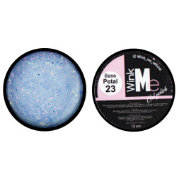 База камуфлююча Wink Me Cover Base Potal 23. молочно-блакитний з блакитною та голографічною поталлю. 10 мл