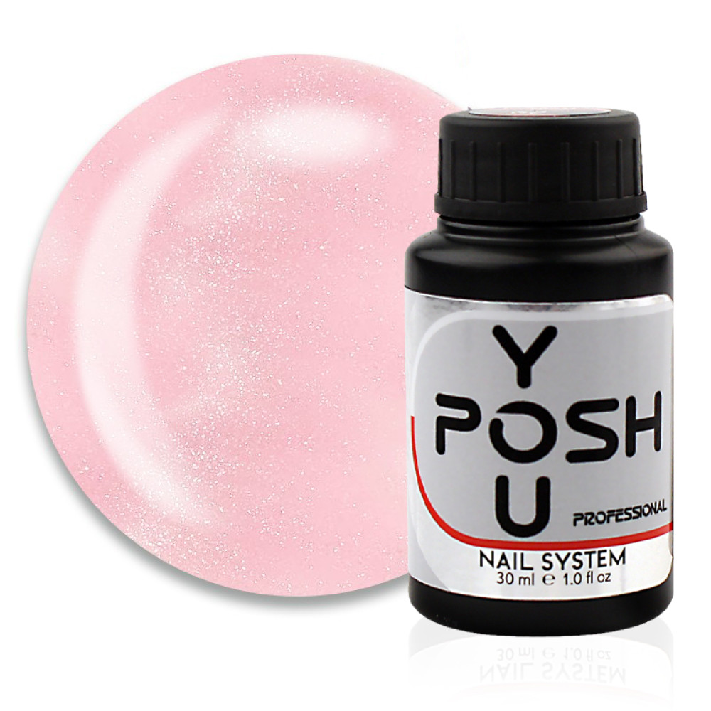 База камуфлирующая You POSH French Rubber Base De Luxe 61. нежный розовый с мелкими блестками. 30 мл