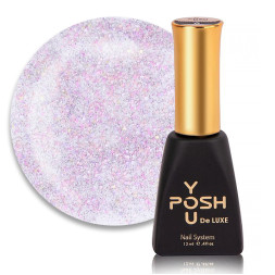 База камуфлююча You POSH French Rubber Base Flash De Luxe 78. світловідбиваюча. напівпрозорий сріблясто-рожевий. 12 мл