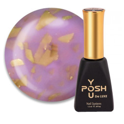 База камуфлирующая You POSH French Rubber Base Potal De Luxe 49. полупрозрачный лиловый с золотыми хлопьями потали. 12 мл