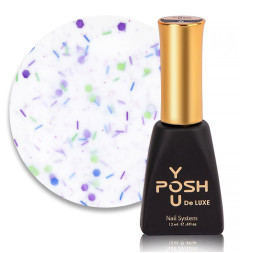 База камуфлирующая You POSH French Rubber Base Potal De Luxe 86. молочный с блестками. цветными конфетти и стружкой. 12 мл