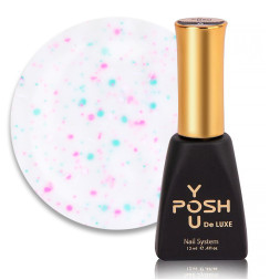 База камуфлирующая You POSH French Rubber Base Potal De Luxe 87. молочный с блестками и розовыми. зелеными конфетти. 12 мл