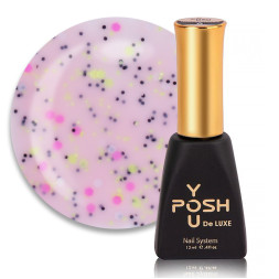 База камуфлирующая You POSH French Rubber Base Potal De Luxe 92. теплый розовый с черно-желтой крошкой и с розовыми. желтыми конфе