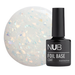 База каучуковая NUB Foil Base Coat 02 прозрачно-молочный с поталью. 8 мл