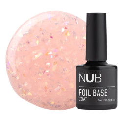 База каучуковая NUB Foil Base Coat 04 розовый с поталью. 8 мл