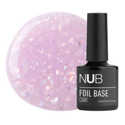 База каучуковая NUB Foil Base Coat 05 сиреневый с поталью. 8 мл