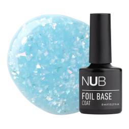 База каучуковая NUB Foil Base Coat 06 голубой с поталью. 8 мл