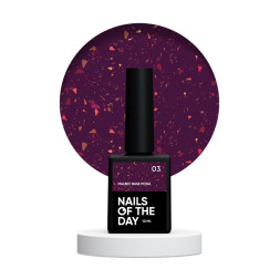 База витражная Nails Of The Day Malbec Base Potal 03. темный фиолетовый с золотисто-бронзовой поталью. 10 мл