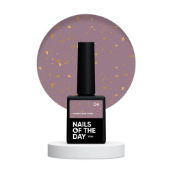 База витражная Nails Of The Day Malbec Base Potal 04. мягкий сиреневый с золотисто-бронзовой поталью. 10 мл