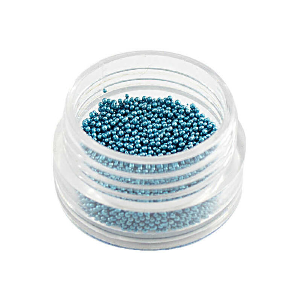 Бульонки для украшения ногтей Naomi 09. стеклянные. цвет голубой 1 мм. 4 г
