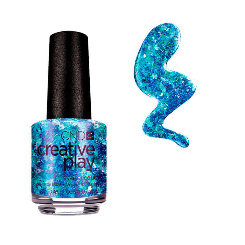 Лак CND Creative Play 483 Turquoise Tidings, синьо-лазурний з блискітками, 13,6 мл