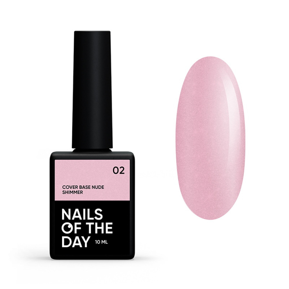 База камуфлююча Nails Of The Day Cover Base Nude Shimmer 02. ніжно-рожевий зі срібним шимером. 10 мл