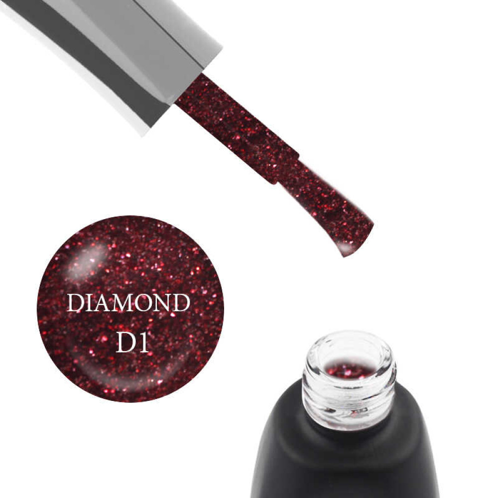 Гель-лак You POSH De Luxe Diamond D1. малиново-червоний зі слюдою і блискітками. 12 мл