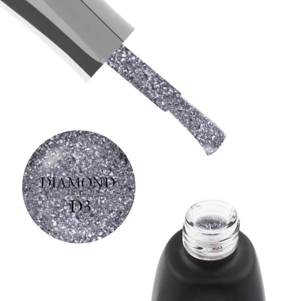 Гель-лак You POSH De Luxe Diamond D3. срібло зі слюдою та блискітками. 12 мл