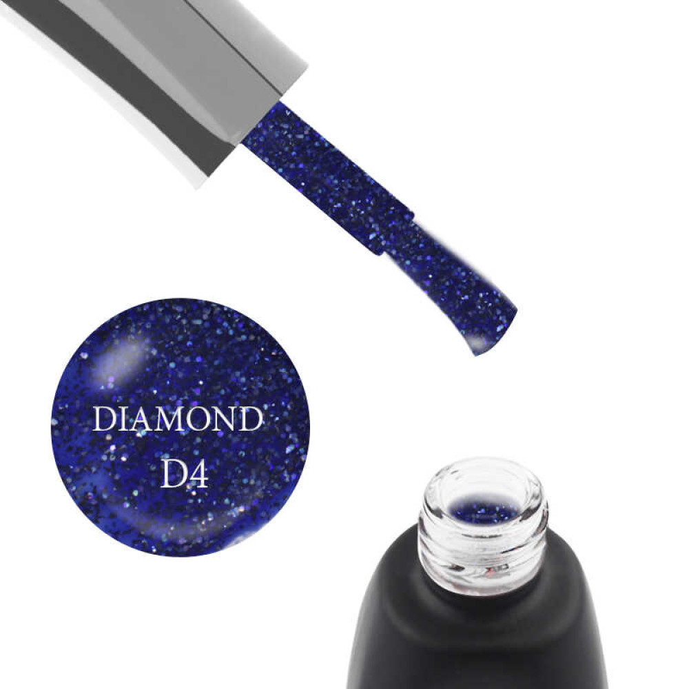 Гель-лак You POSH De Luxe Diamond D4. синій зі слюдою та блискітками. 12 мл