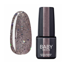 Гель-лак Baby Moon Dance Diamond 016 серебристо-бежевый с разноцветным глиттером. 6 мл