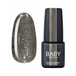 Гель-лак Baby Moon Dance Diamond 021 серебристо-оливковый с разноцветным глиттером. 6 мл