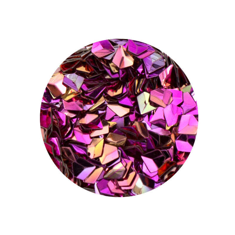 Декор для ногтей 3D Бриллиант (чешуя дракона), цвет розовый с голограммой, 0,5 г